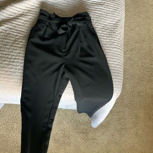 High-waisted paper bag pants